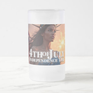 Prachtig 4 juli-ontwerp - Vuurwerk en vrijheid Matglas Bierpul