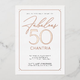 Prachtig 50 Elegante 50e Verjaardag Folie Uitnodig Uitnodiging