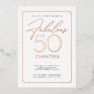 Prachtig 50 Elegante 50e Verjaardag Folie Uitnodig Uitnodiging