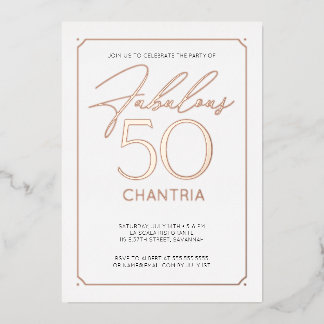 Prachtig 50 Elegante 50e Verjaardag Folie Uitnodig Uitnodiging