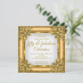 Prachtig 50 Foto elite Gold Pearl verjaardagsfeest Kaart (Staand voorkant)