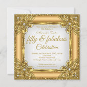 Prachtig 50 Foto elite Gold Pearl verjaardagsfeest Kaart (Voorkant)