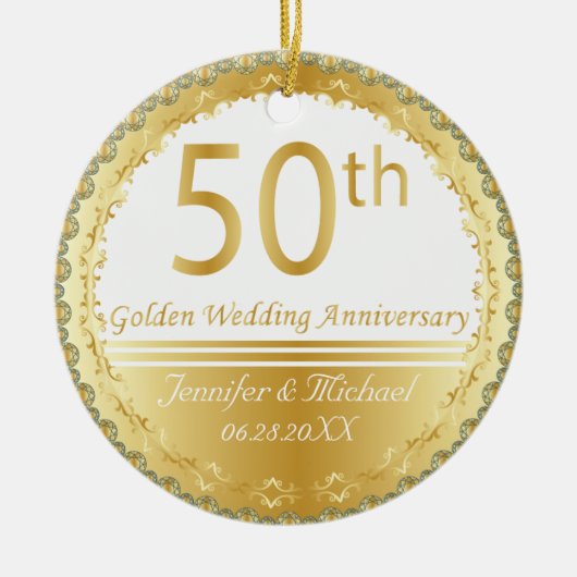 Prachtig 50e Golden Wedding Jubileum Keramisch Ornament (Voorkant)