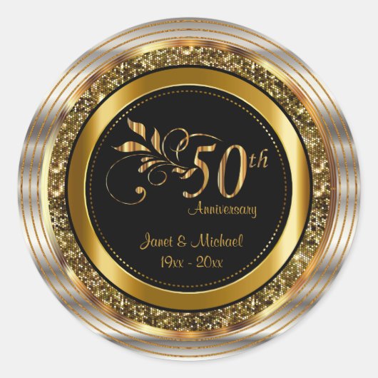 Prachtig 50e Golden Wedding Jubileum Ronde Sticker (Voorkant)