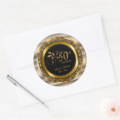 Prachtig 50e Golden Wedding Jubileum Ronde Sticker (Envelop)