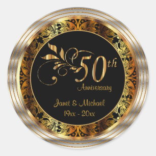Prachtig 50e Golden Wedding Jubileum Ronde Sticker