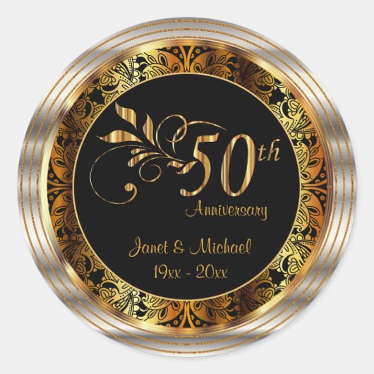 Prachtig 50e Golden Wedding Jubileum Ronde Sticker (Voorkant)