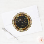 Prachtig 50e Golden Wedding Jubileum Ronde Sticker (Envelop)