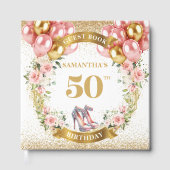 Prachtig 50e verjaardag gastenboek roze hakken gou (Voorkant)