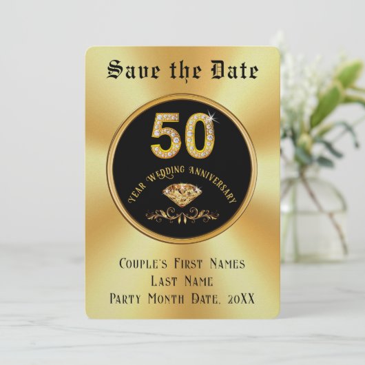 Prachtig, 50ste bruiloft Jubileum Save the Date, Kaart (Staand voorkant)