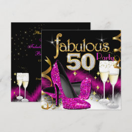 Prachtig 50ste Feest Glitter Lichtroze Champagne Kaart