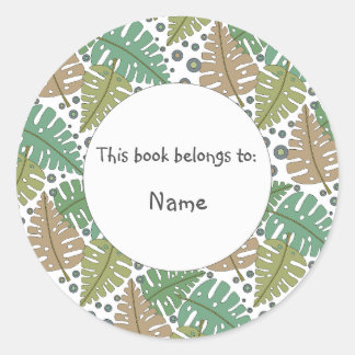 Prachtig abstract blad- en boerenontwerp ronde sticker