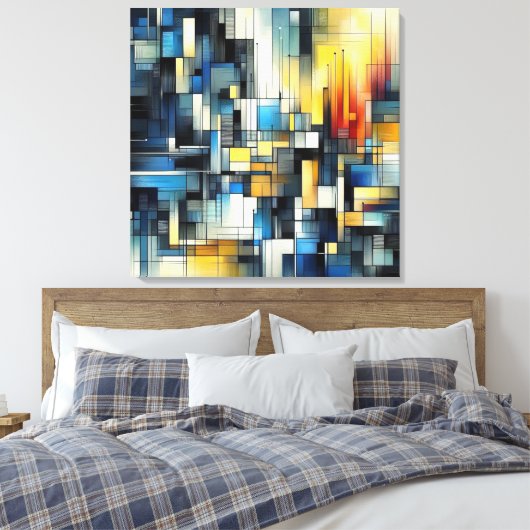 Prachtig Abstract in blauw Canvas Afdruk (Insitu (Slaapkamer))