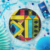 Prachtig abstract ontwerp in driehoeken en vierkan papieren bordje (Feest)