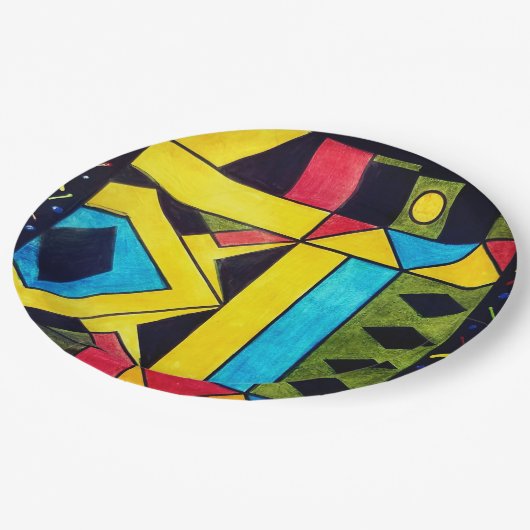 Prachtig abstract ontwerp in driehoeken en vierkan papieren bordje (Gekanteld)