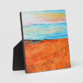 Prachtig Abstract strand schilderend Oranje blauw Fotoplaat (Voorkant)