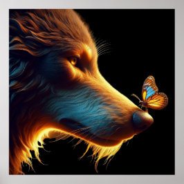 Prachtig afbeelding van Wolf en Butterfly met acht Poster
