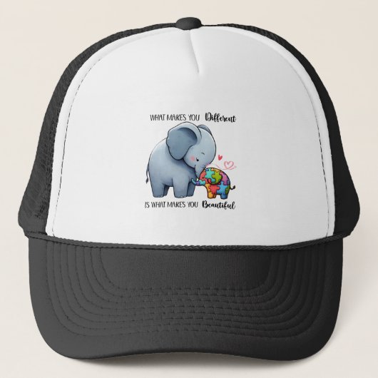 "Prachtig anders - Autisme Olifant Pet" Trucker Pet (Voorkant)