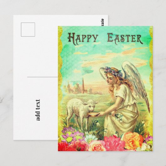 Prachtig antiek afbeelding van de paaskaart briefkaart (Voorkant / Achterkant)