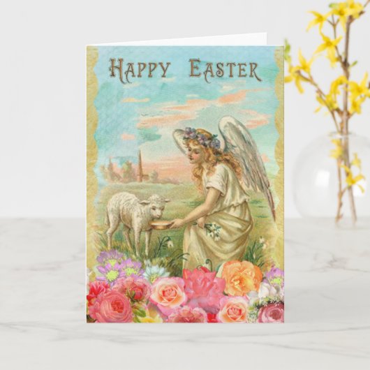 Prachtig antiek afbeelding van de paaskaart kaart (Gele Bloem)