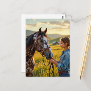 Prachtig Appaloosa-paard en zijn eigenaar Briefkaart