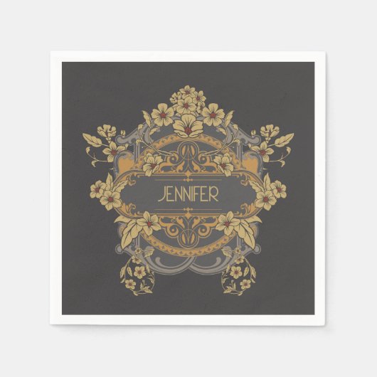 Prachtig Art Nouveau design met bloemen Servet (Voorkant)