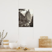 Prachtig artistiek middeleeuws landschap poster (Keuken)