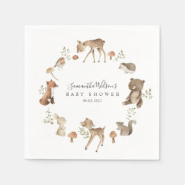 Prachtig Baby Bunny Deer Fox Floral Baby shower Servet