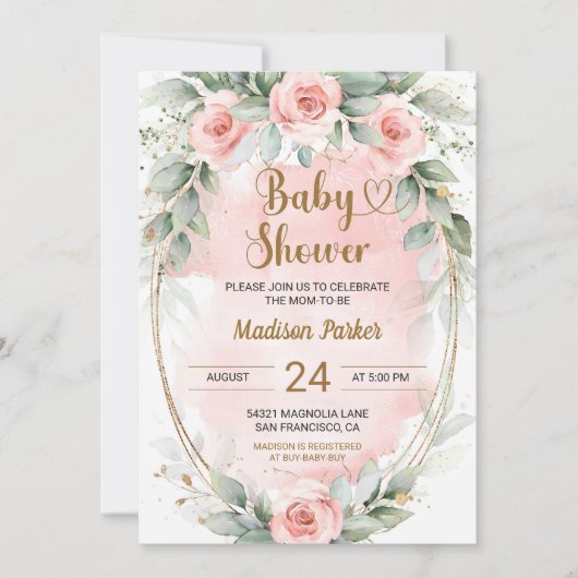 Prachtig Baby shower van Blush Rozen Kaart (Voorkant)