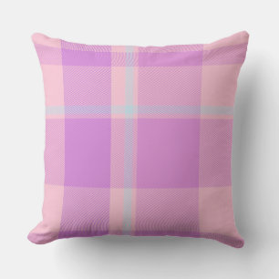 Prachtig babyroze en paarse ruitpatroon kussen
