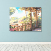 Prachtig Balkon landschap Uitzicht Paint Art Canvas Afdruk (Insitu (Houten vloer))