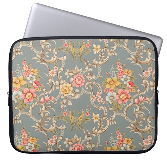 Prachtig Baroque Ornament vormend grensontwerp Laptop Sleeve (Voorkant)