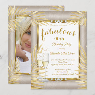 Prachtig Beige Gouden Palmen Champagne Feest Kaart