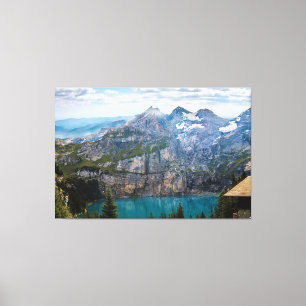 Prachtig berg- en oceaangezicht canvas afdruk