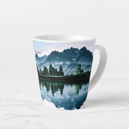 Prachtig berglandschap met John Muir-woorden Latte Mok (Rechterhoek)