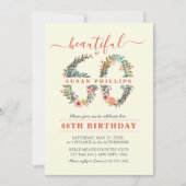 Prachtig bij 60 Floral Number Uitnodiging (Voorkant)