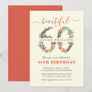 Prachtig bij 60 Floral Number Uitnodiging