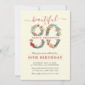 Prachtig bij 80 Floral Number Uitnodiging (Voorkant)