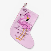 Prachtig Bijbelvers met een Flamingo Roze Kleine Kerstsok (Voorkant (Hangend))