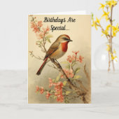 Prachtig  Bird Birthday Wenskaart Kaart (Gele Bloem)