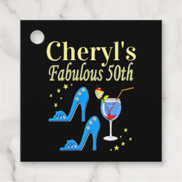 PRACHTIG BLAUW 50E VERJAARDAG ONTWERP BEDANKJES LABELS