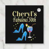 PRACHTIG BLAUW 50E VERJAARDAG ONTWERP BEDANKJES LABELS (Achterkant)