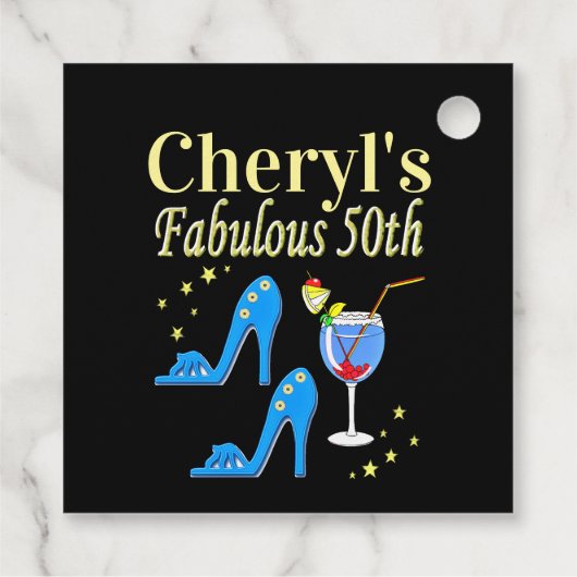 PRACHTIG BLAUW 50E VERJAARDAG ONTWERP BEDANKJES LABELS (Achterkant)