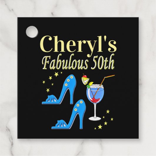 PRACHTIG BLAUW 50E VERJAARDAG ONTWERP BEDANKJES LABELS (Voorkant)