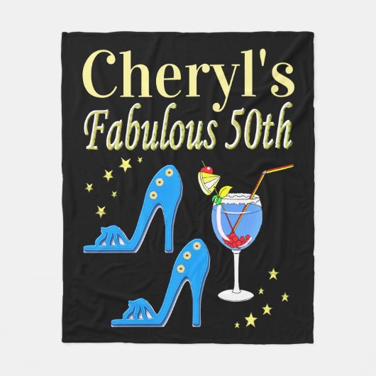 PRACHTIG BLAUW 50E VERJAARDAG ONTWERP FLEECE DEKEN (Voorkant)