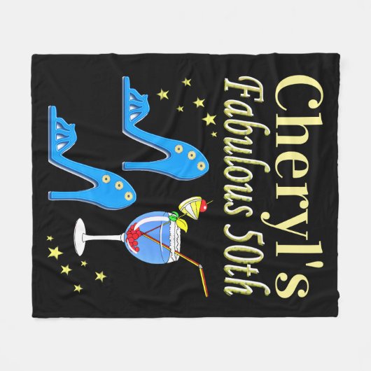 PRACHTIG BLAUW 50E VERJAARDAG ONTWERP FLEECE DEKEN (Voorkant (Horizontaal))