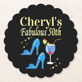 PRACHTIG BLAUW 50E VERJAARDAG ONTWERP KARTONNEN ONDERZETTERS