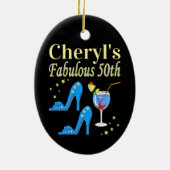 PRACHTIG BLAUW 50E VERJAARDAG ONTWERP KERAMISCH ORNAMENT (Achterkant)