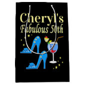 PRACHTIG BLAUW 50E VERJAARDAG ONTWERP MEDIUM CADEAUZAKJE (Voorkant)