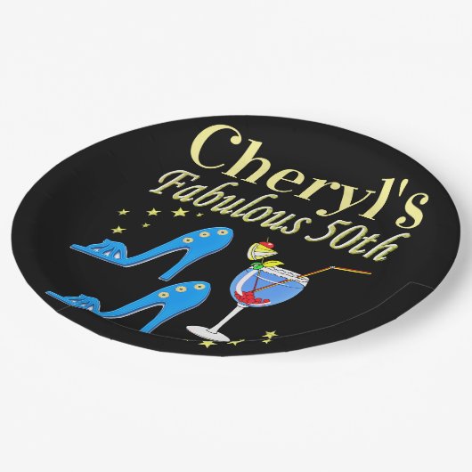 PRACHTIG BLAUW 50E VERJAARDAG ONTWERP PAPIEREN BORDJE (Gekanteld)